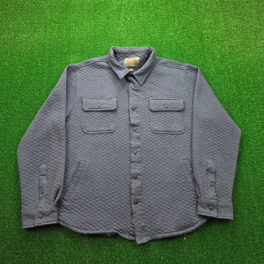 Cloudveil Shirt Jacket Mens XL Quilted Heathered Blue Diamond Shacket Button Up